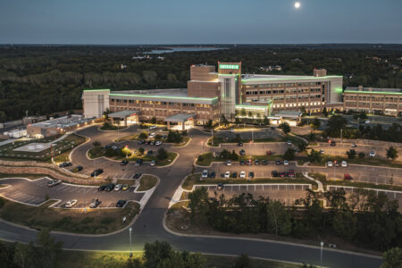 Aerial shot of a hospital