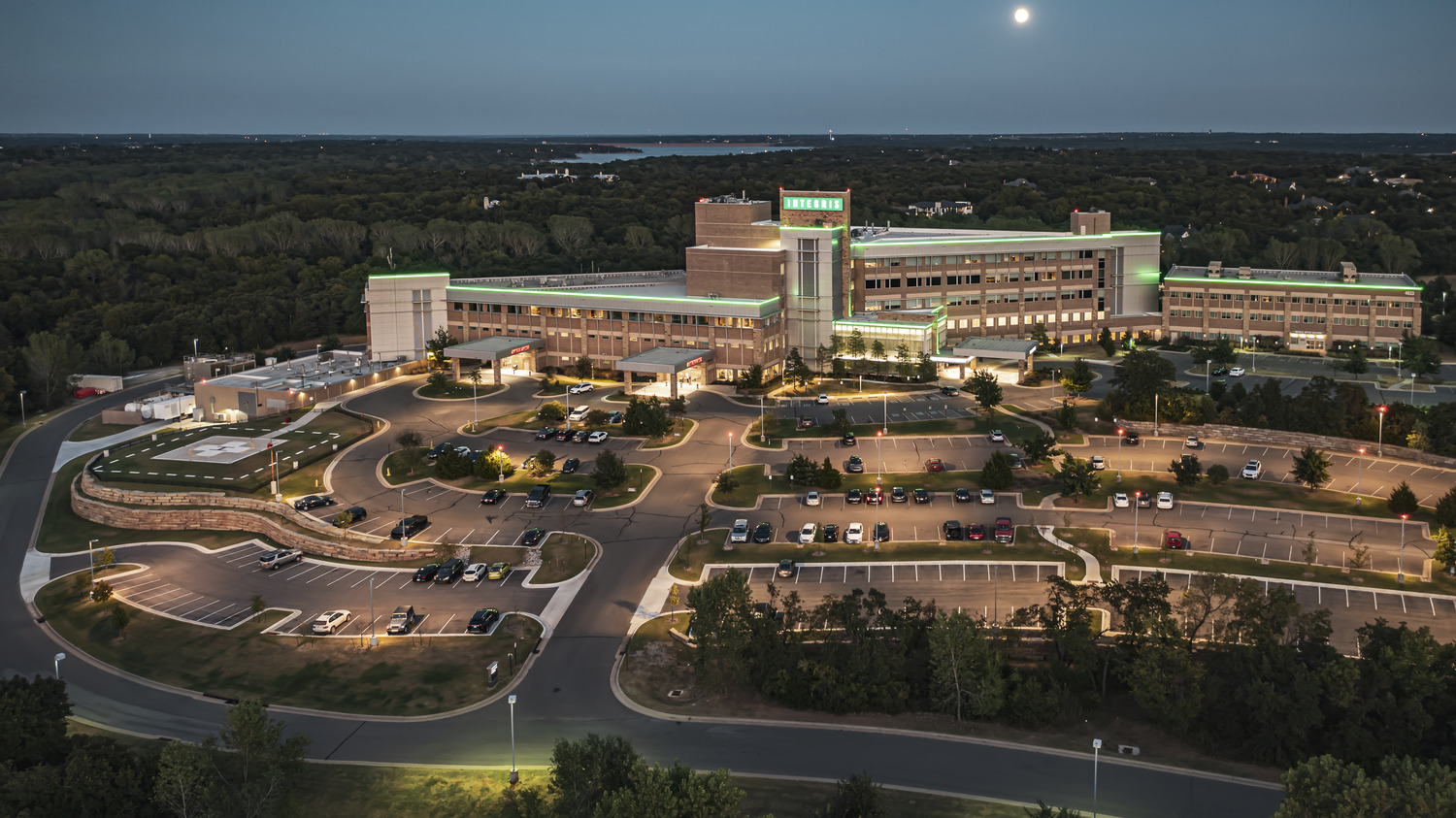 Aerial shot of a hospital