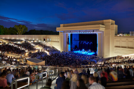 Image of a wide view of the stage and crowd at The Orion Amphitheater