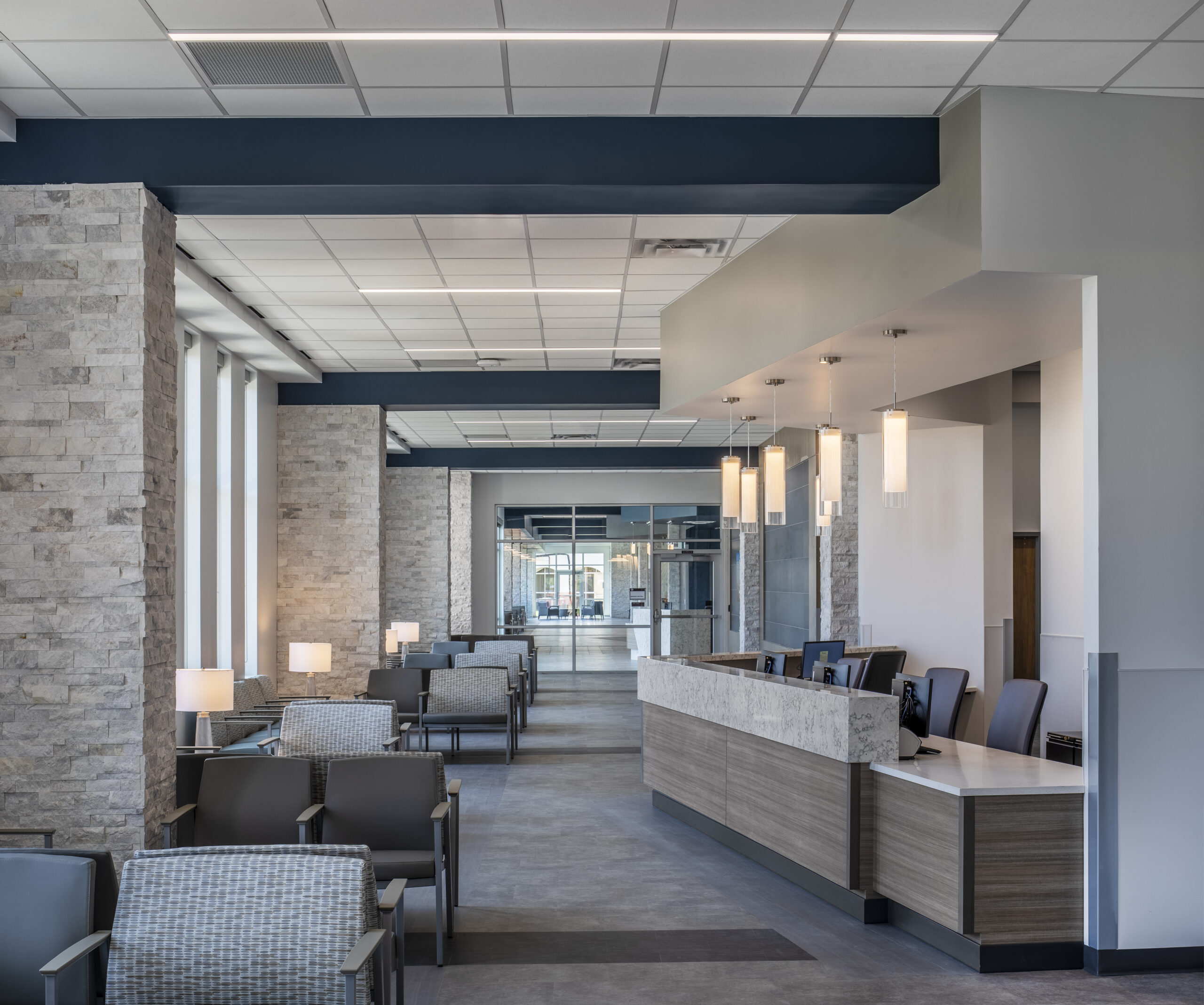 Image of a lobby with an admissions desk