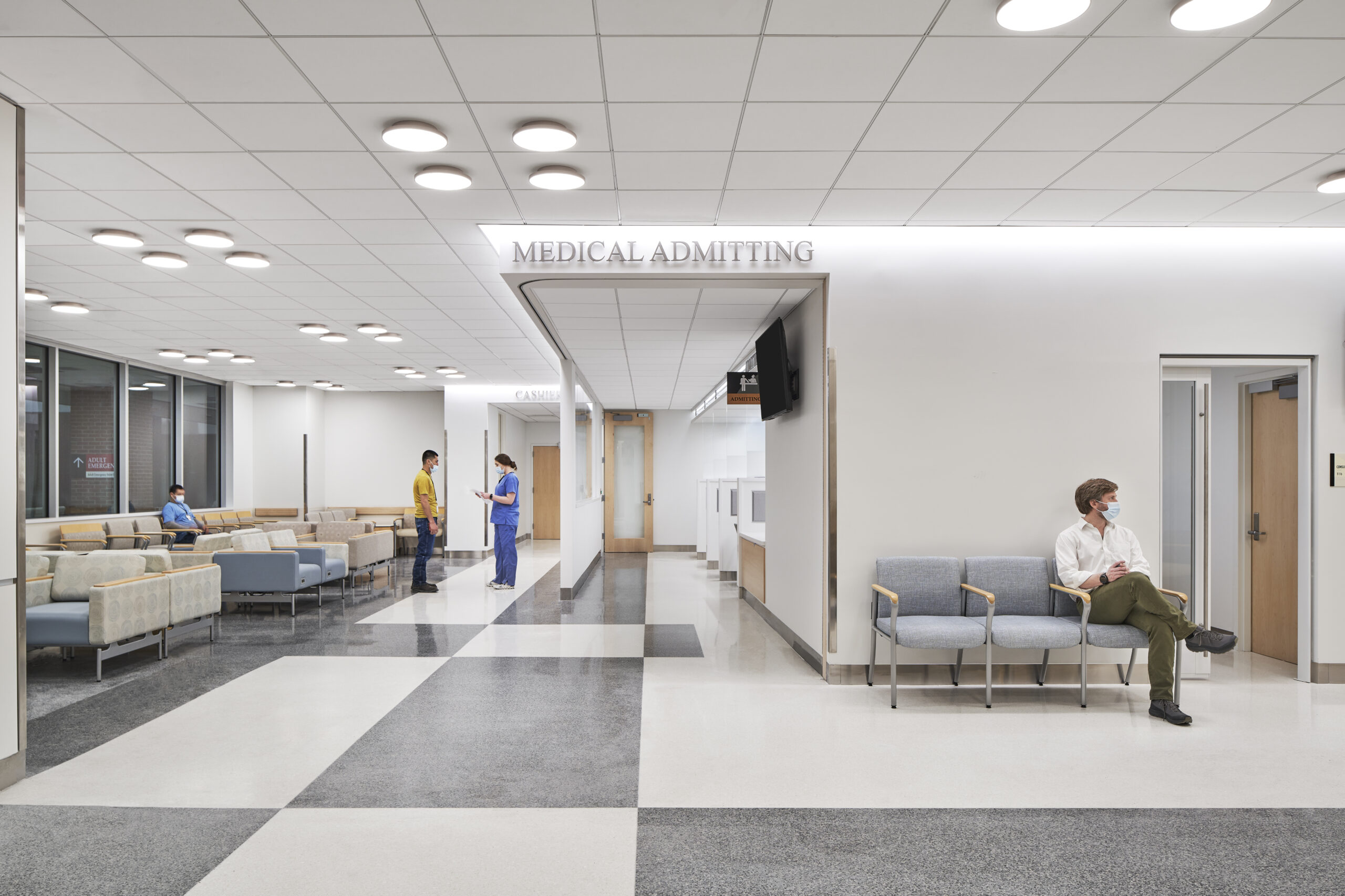 Image of waiting room and the medical admissions desk