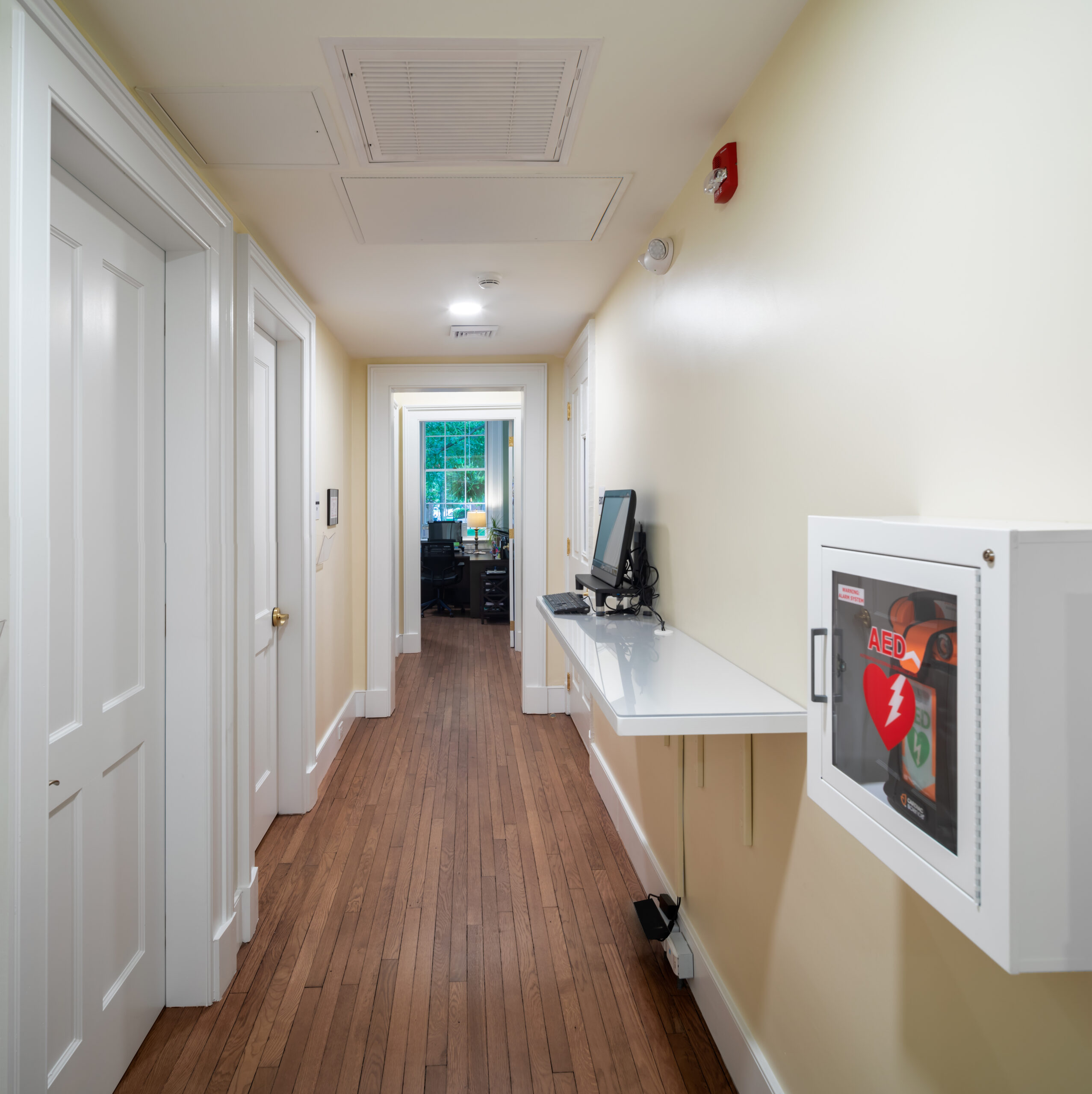 Image of a hallway of exam rooms within Wofford College Wellness Center Renovation