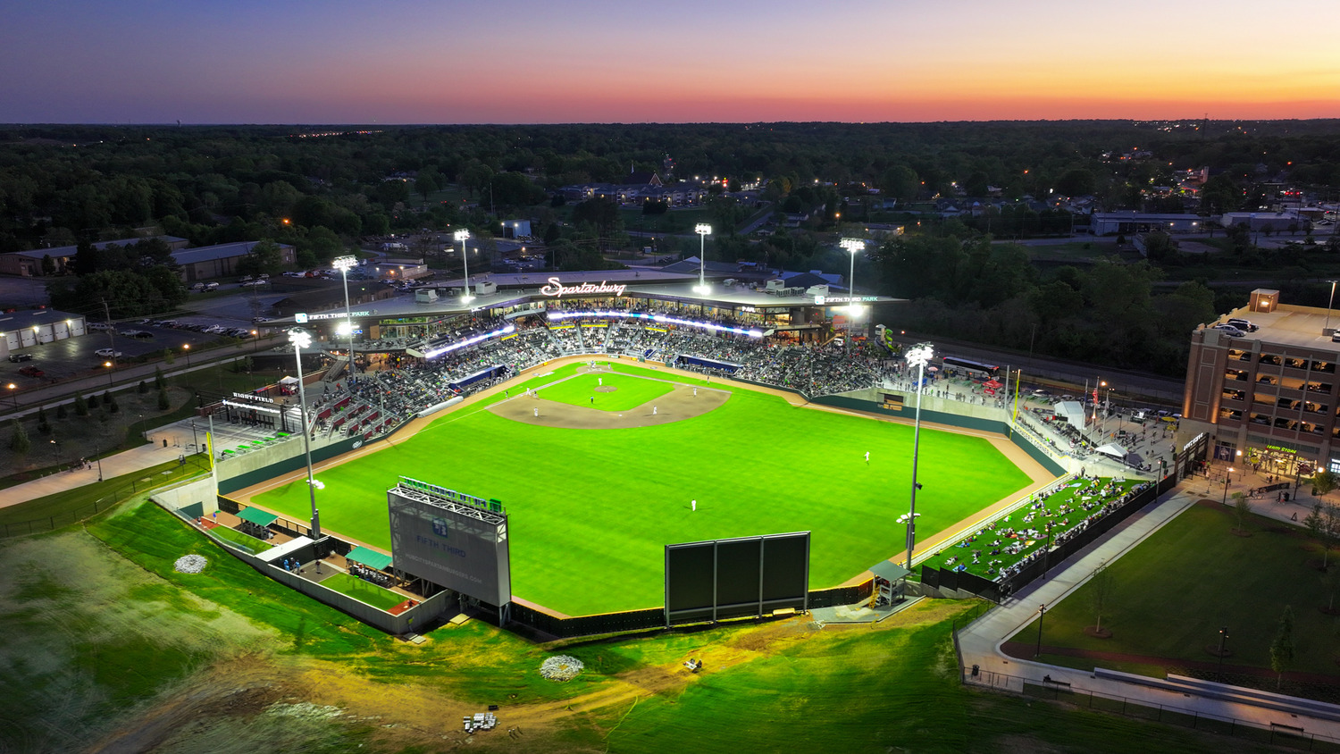 Aerial image of baseball stadium
