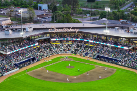 Aerial image of baseball stadium