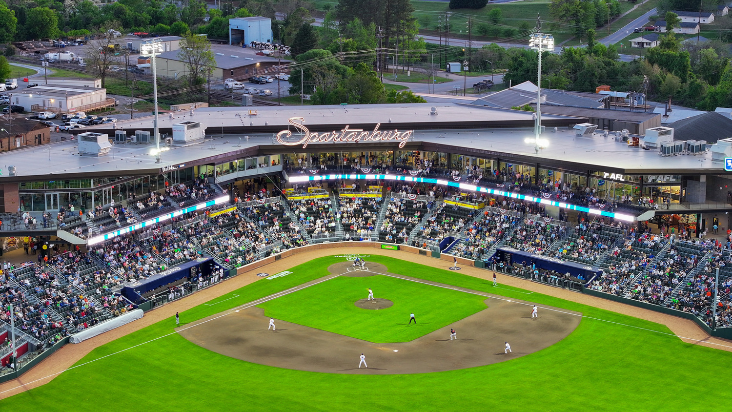 Aerial image of baseball stadium