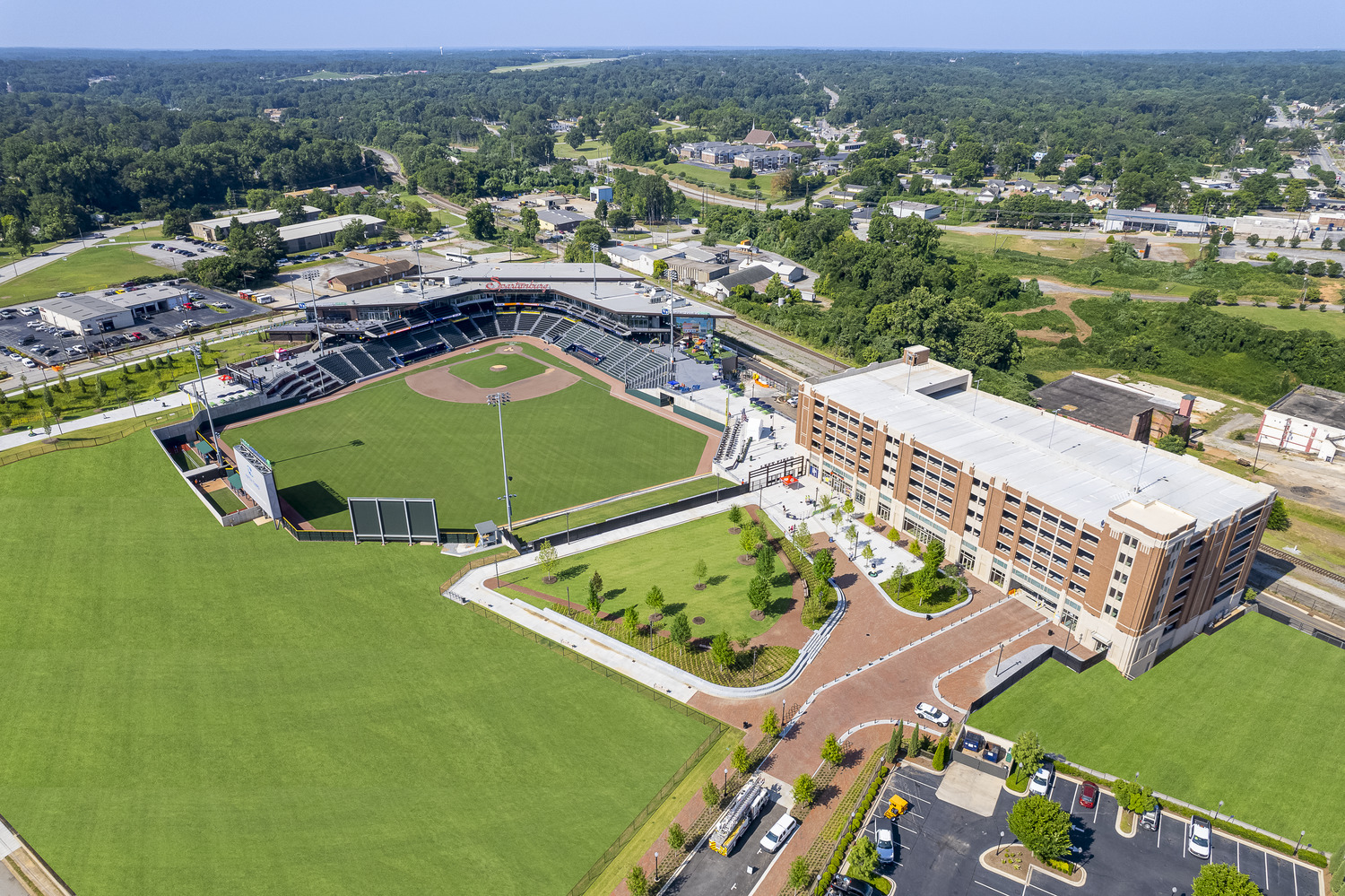 Aerial image of baseball stadium