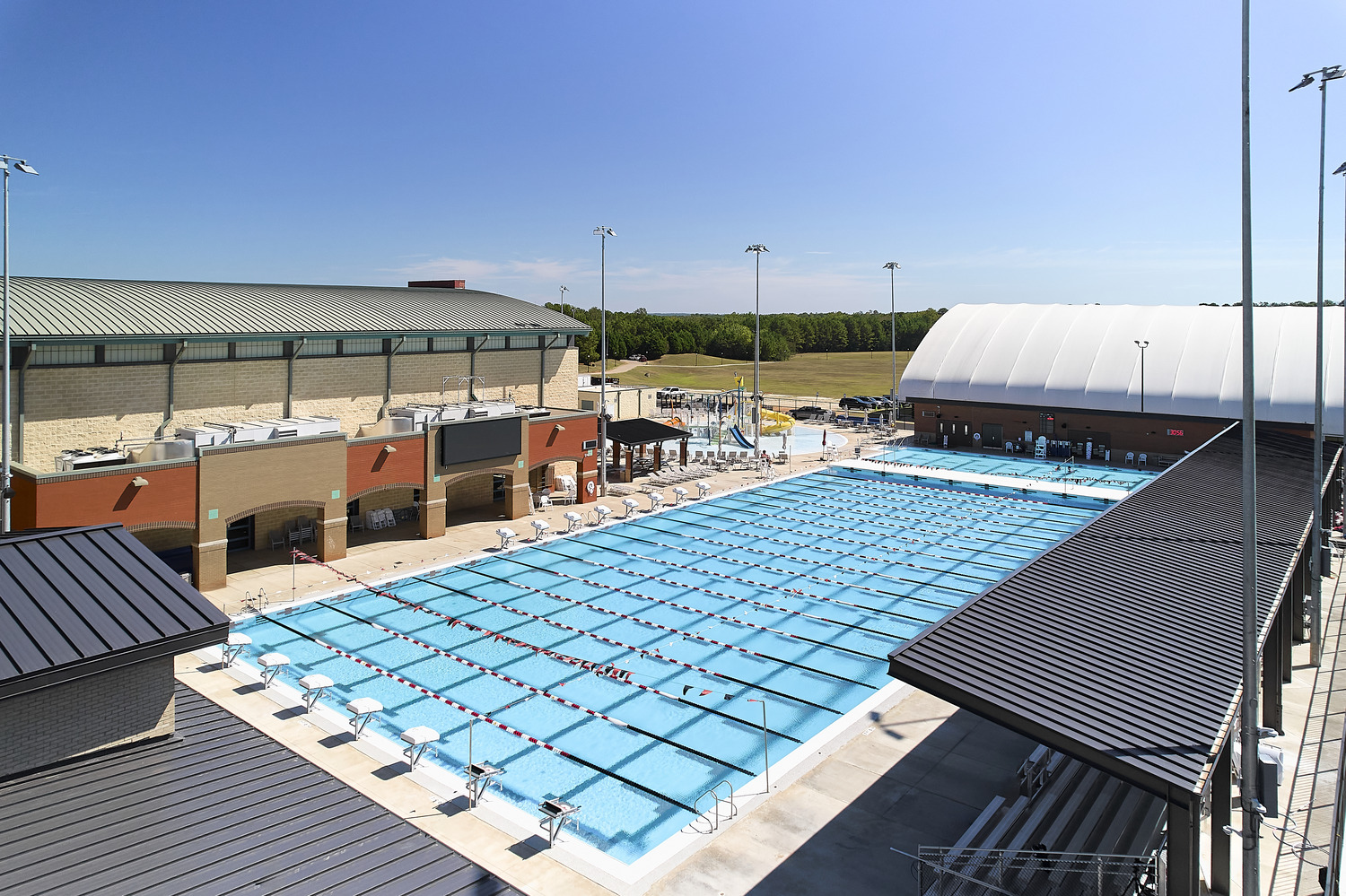 Aerial view of outdoor pool for Aquatics Center