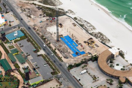 aerial view of tower crane