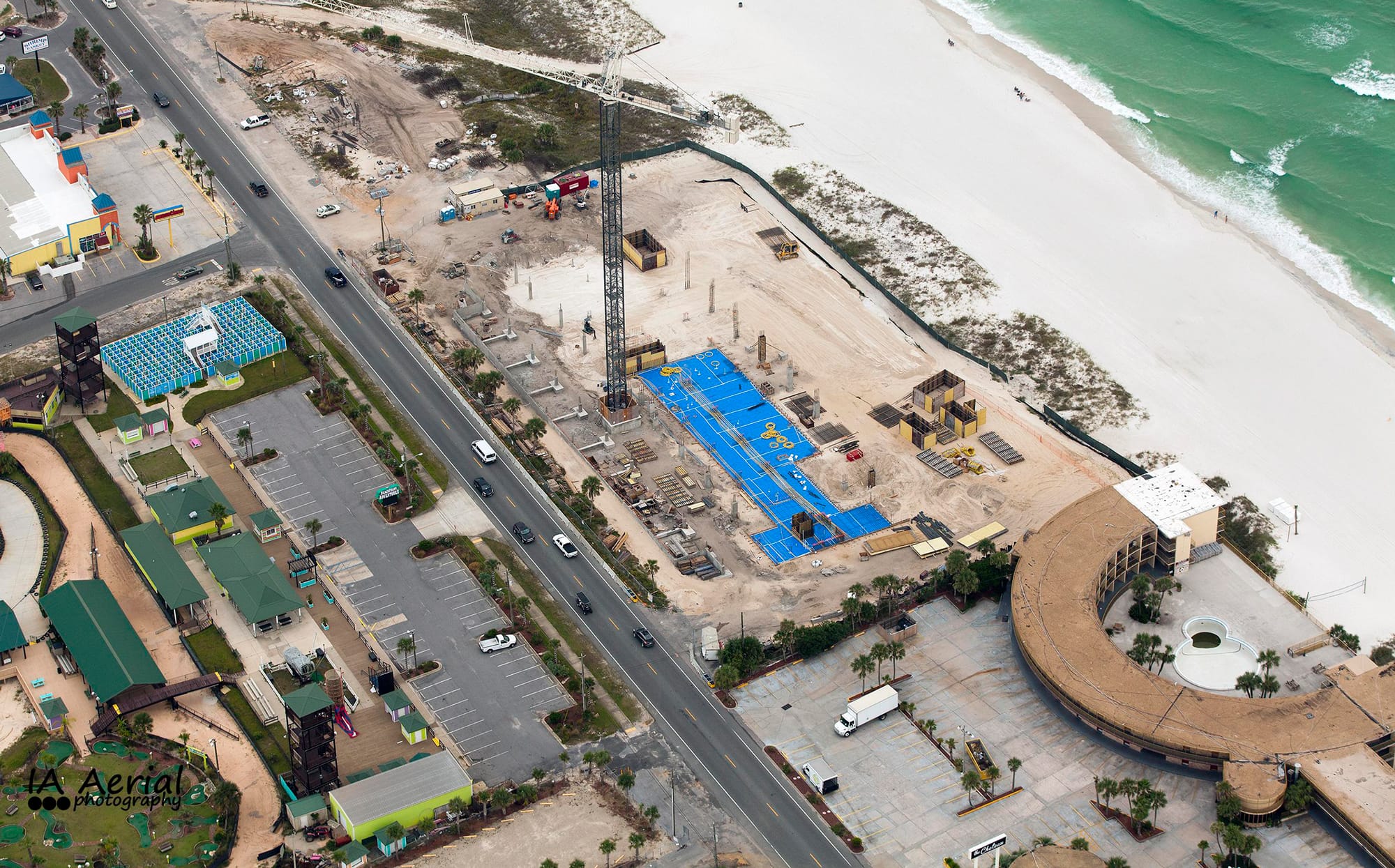 aerial view of tower crane