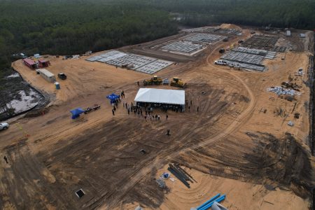 aerial view of groundbreaking event