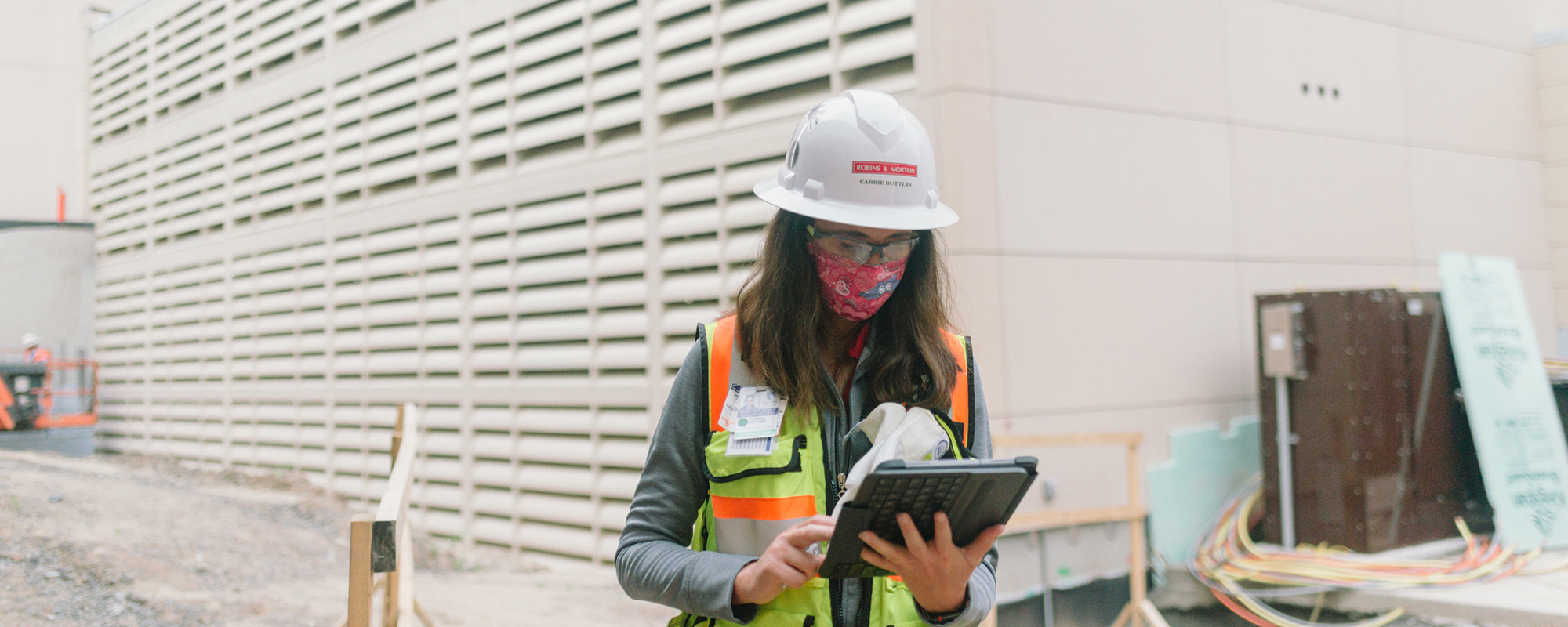 construction worker on an ipad