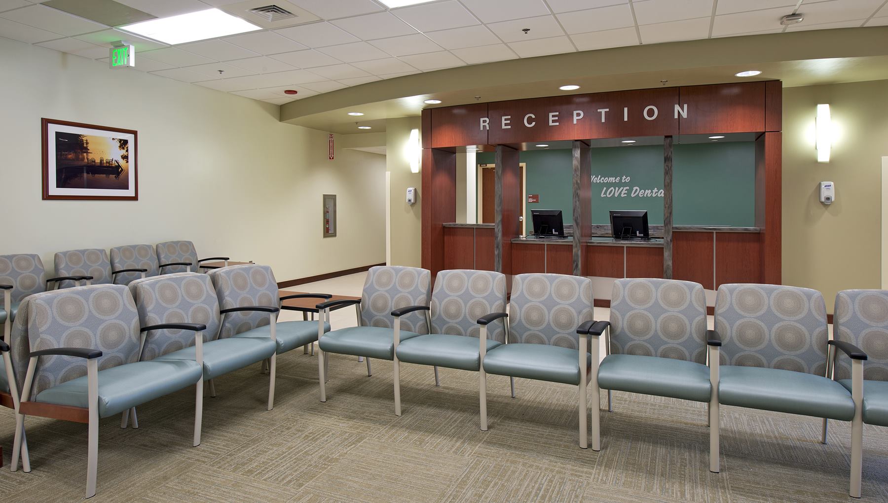 First floor reception area at the Love Dental Clinic at Fort Benning