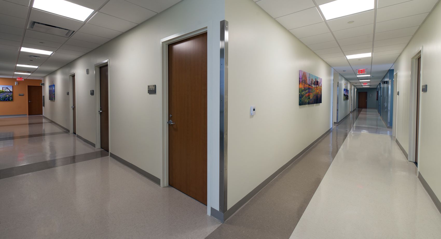 Hallway inside the National Intrepid Center of Excellence facility in Fort Hood