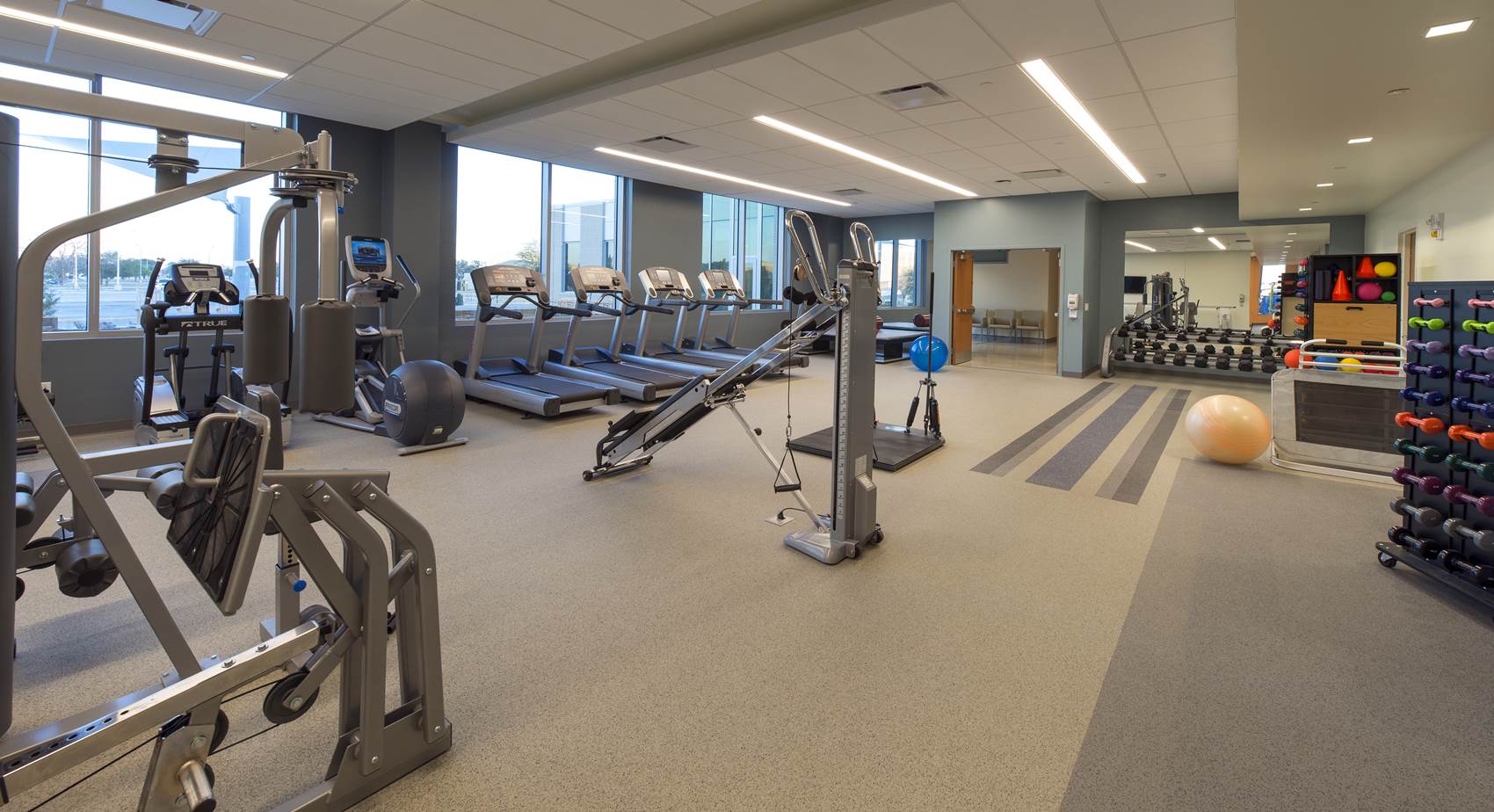 Physical therapy and occupational therapy area inside the National Intrepid Center of Excellence facility in Fort Hood