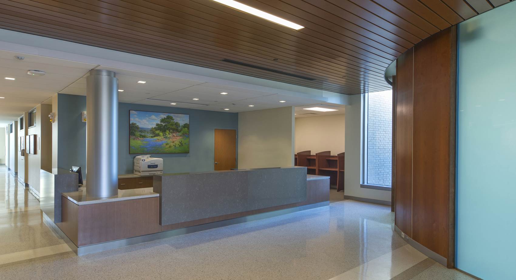 Reception desk at the National Intrepid Center of Excellence facility in Fort Hood