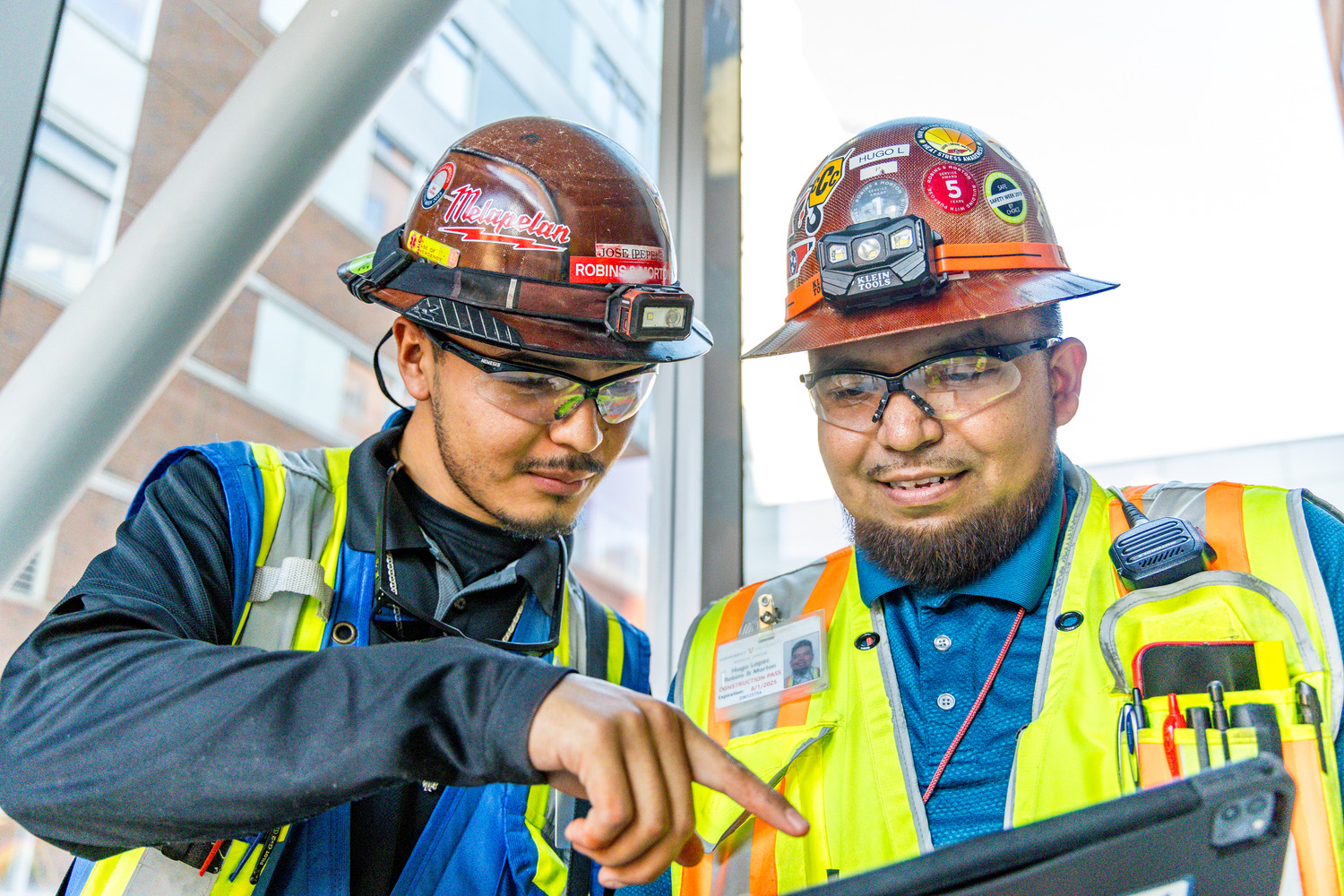About - team members with tablet