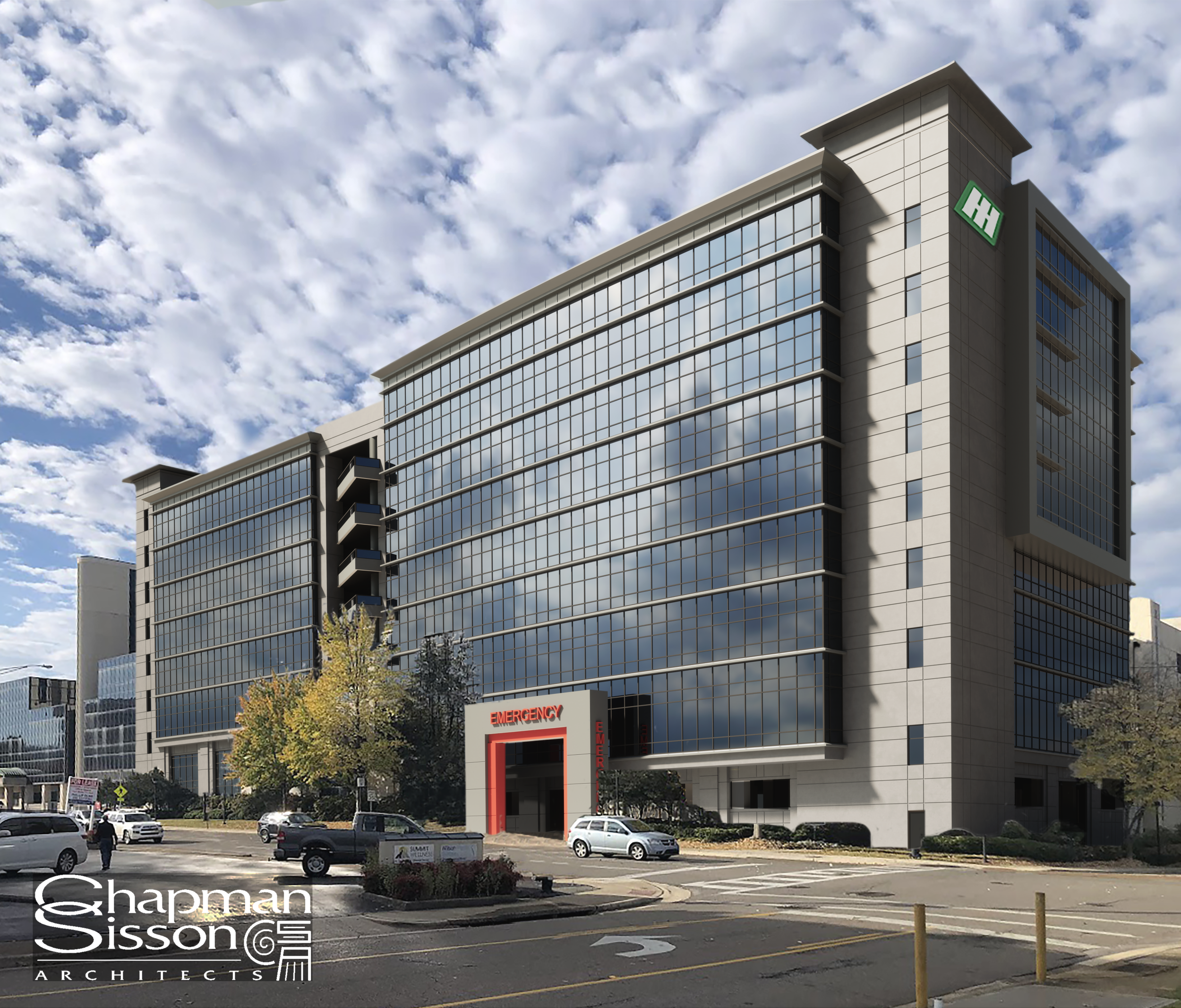 Huntsville Hospital Madison Street Tower Rendering - Courtesy of Chapman Sisson Architects