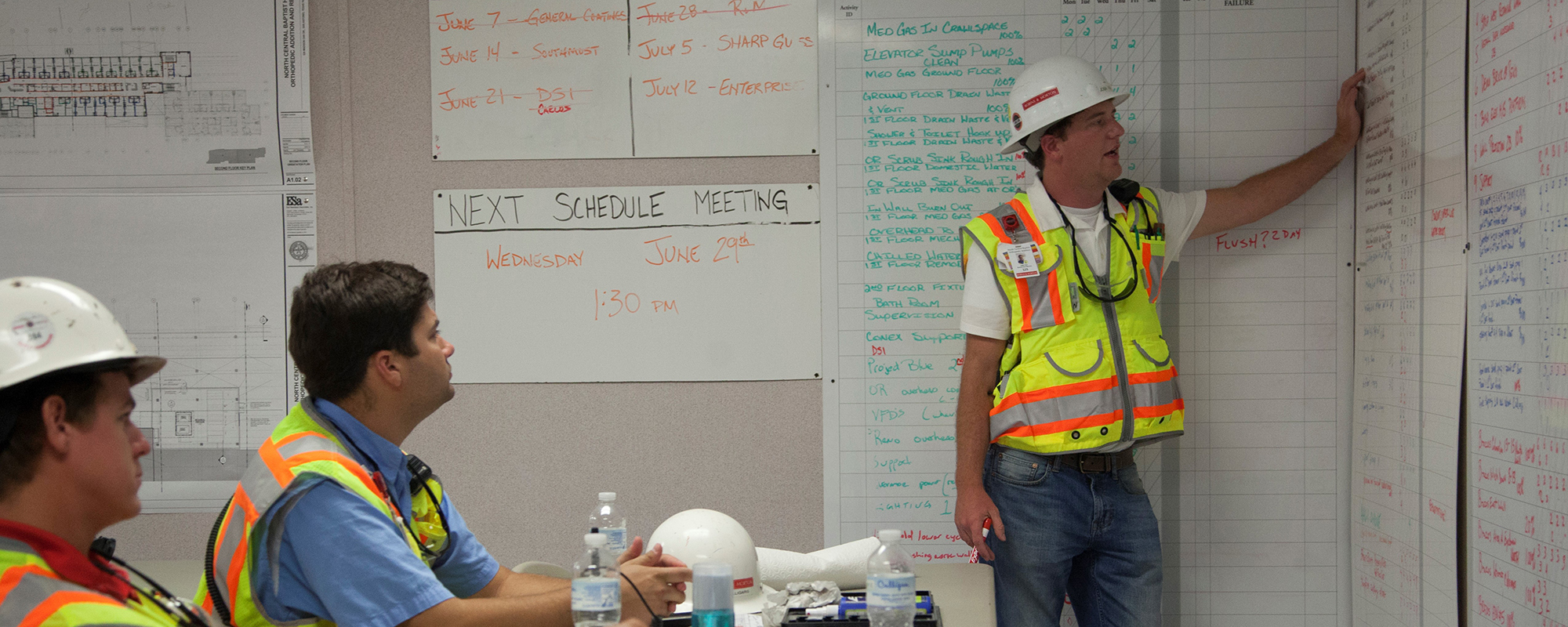 Josh Farr conducting daily stand-up meeting