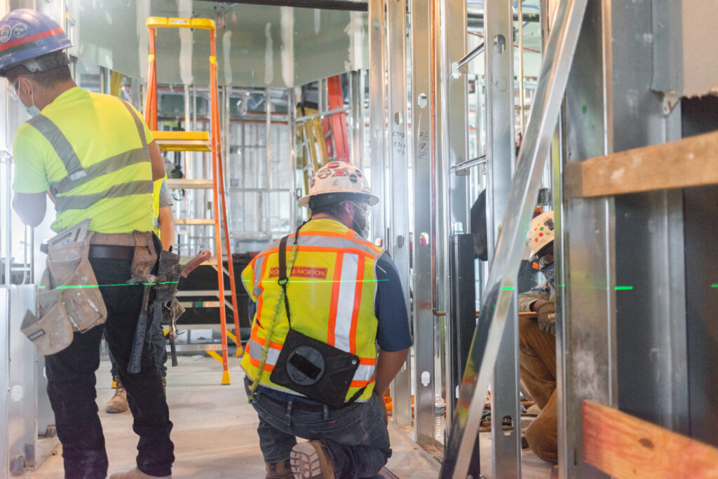 construction worker checking safety