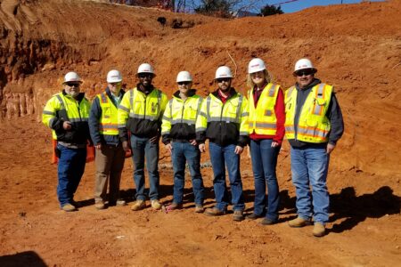 Jennifer Lacy with construction team