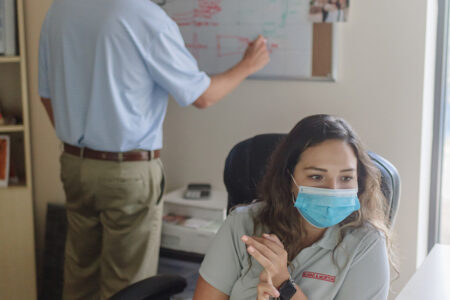 two people working in an office