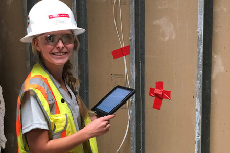 construction worker with iPad