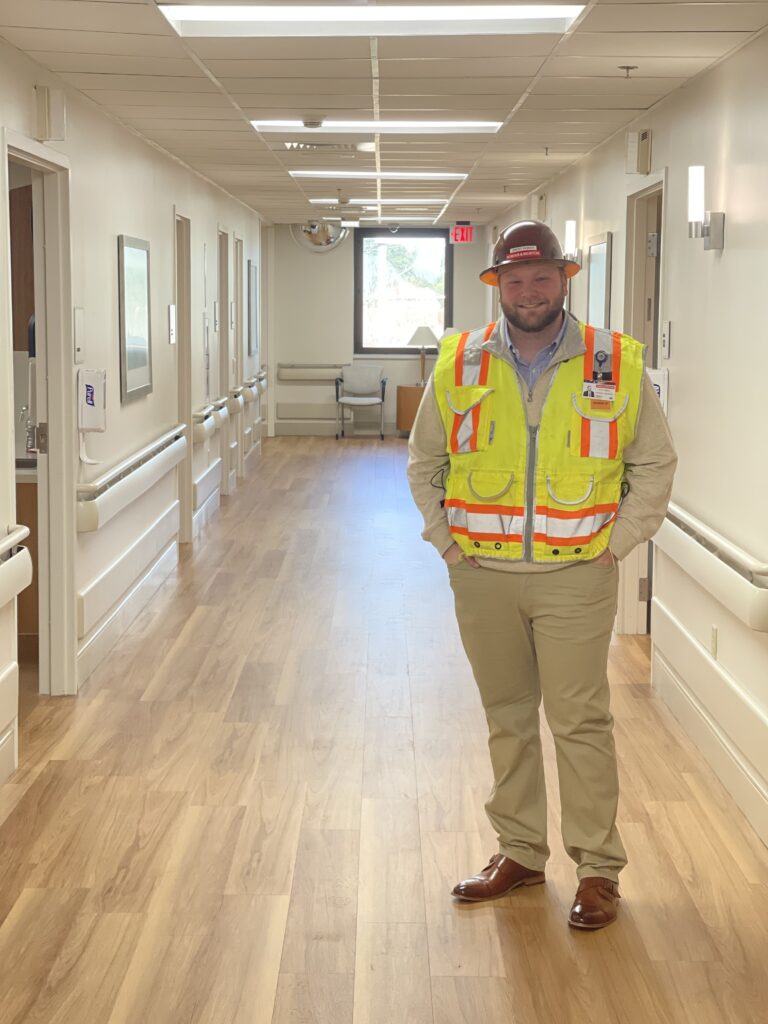 construction worker in a hospital