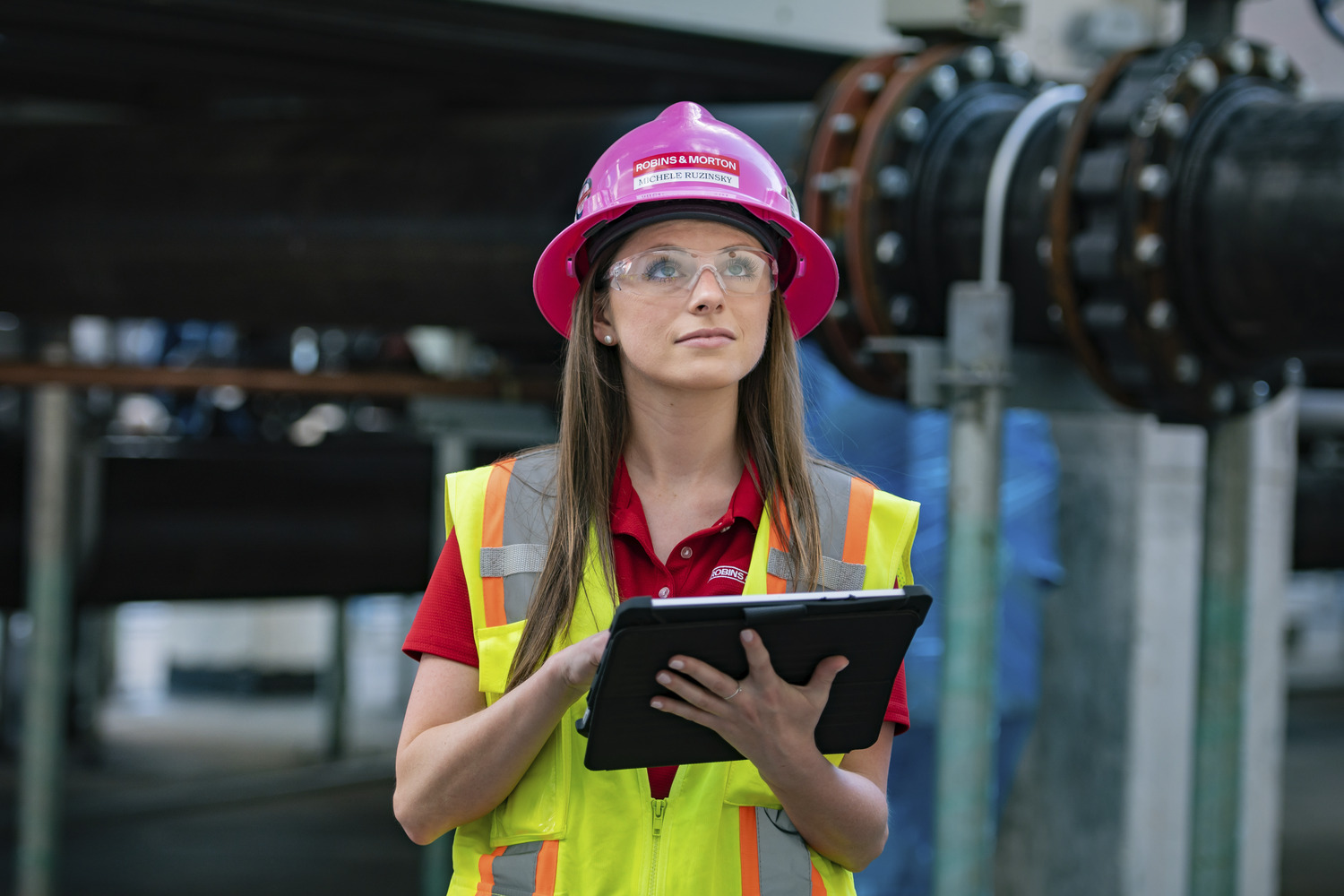 construction worker performing inspection