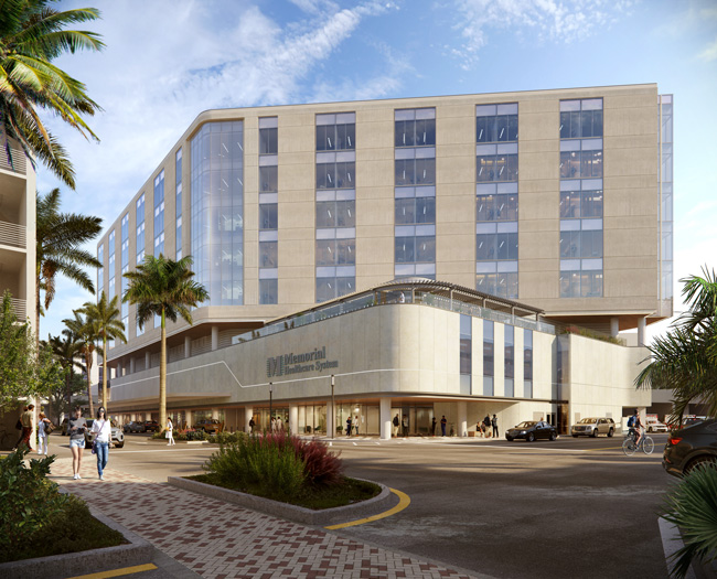 Memorial Regional Hospital Surgical and Patient Bed Tower rendering