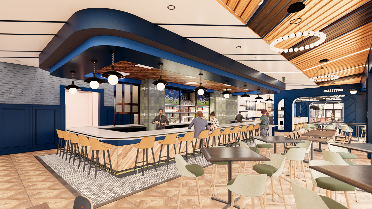 rendering of the restaurant and bar