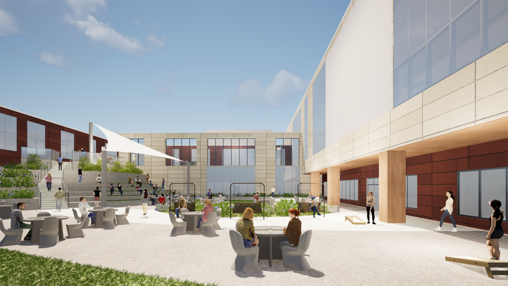 Terrell State Hospital central courtyard rendering