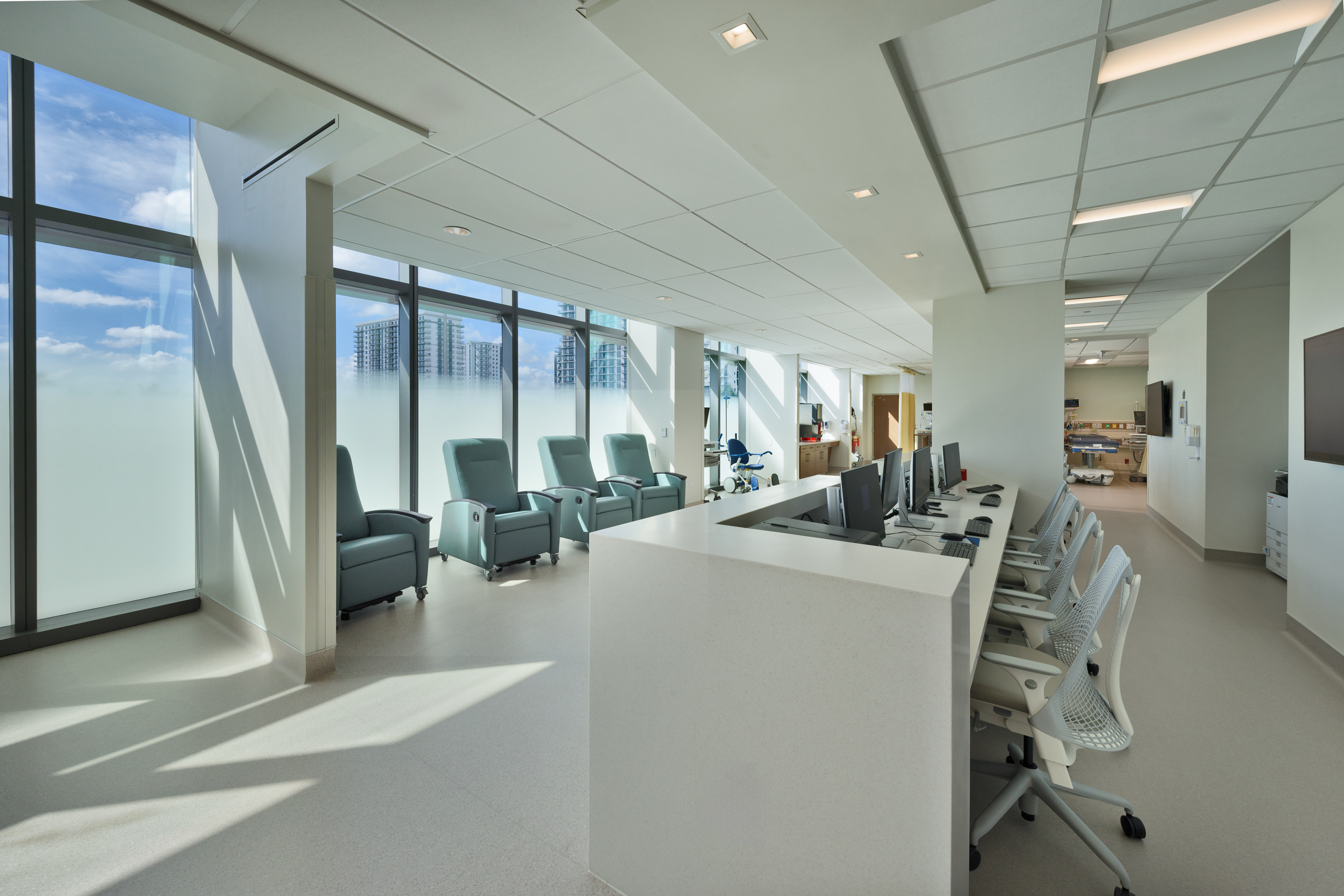 Image of nurse's desk in front of patient seating