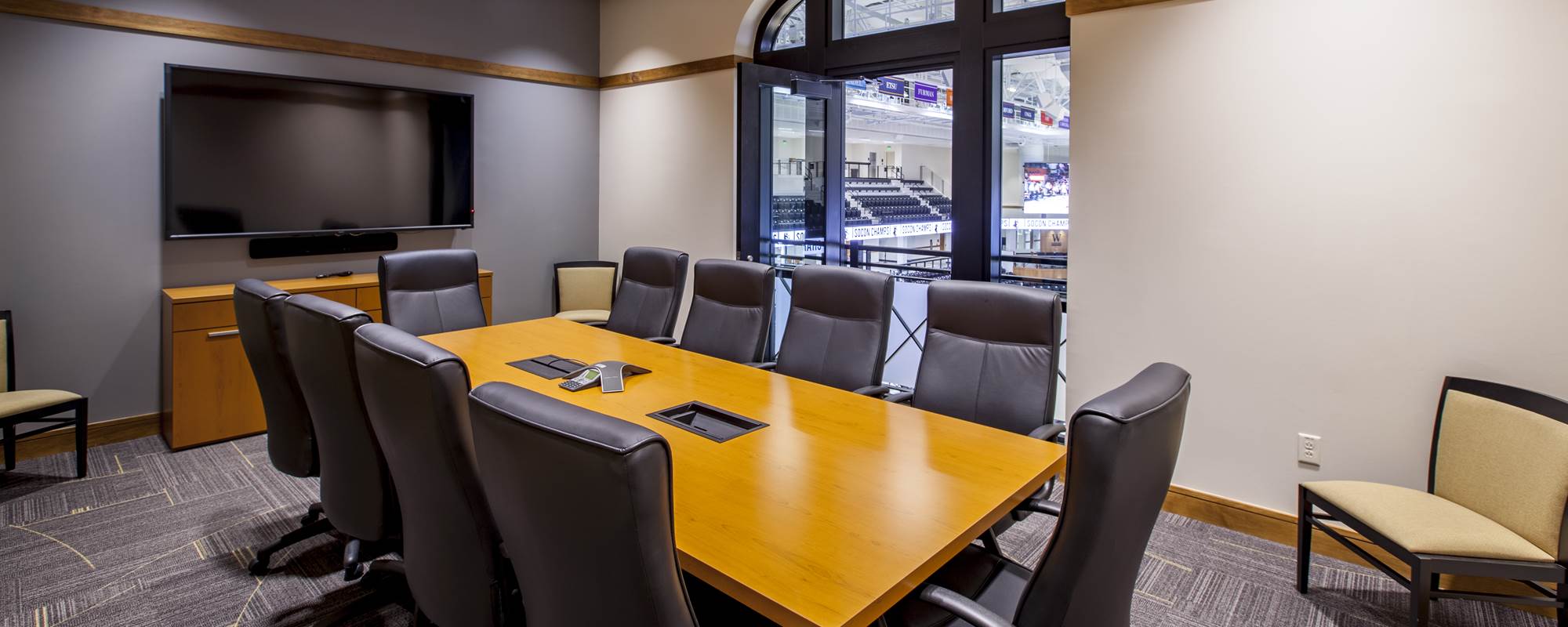 Conference room inside the Jerry Richardson Indoor Arena at Wofford College