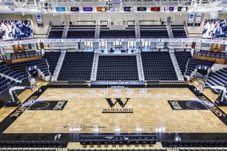 View inside the Jerry Richardson Indoor Arena at Wofford College