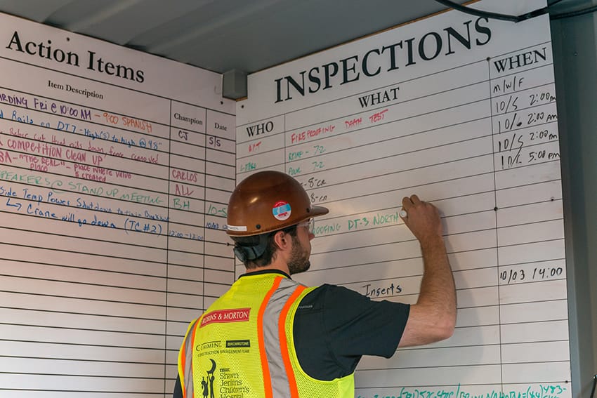 Contractor completing inspection information