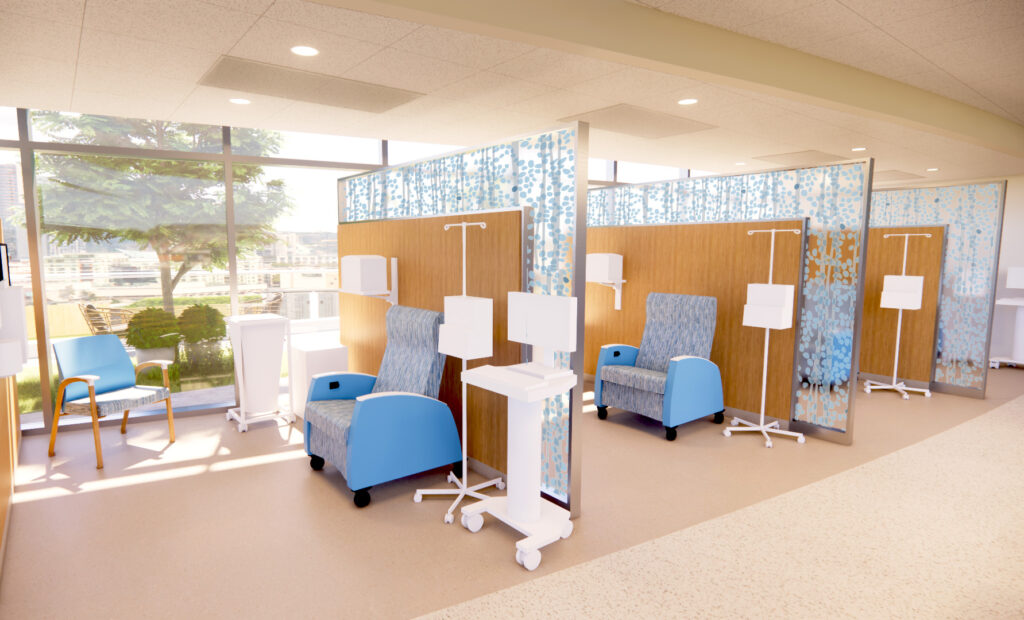 Carilion Taubman Cancer Center infusion bay rendering