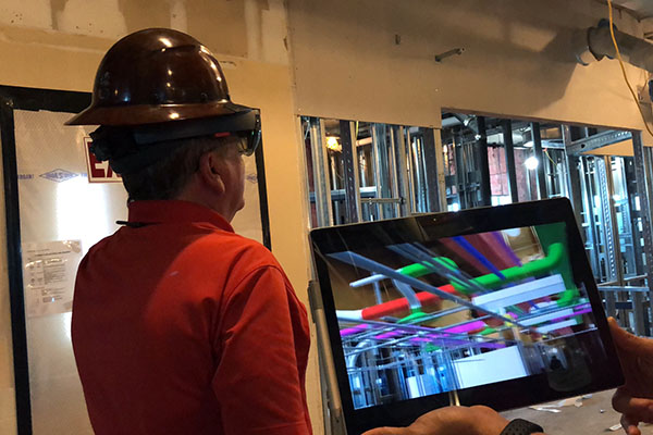 construction worker using augmented reality