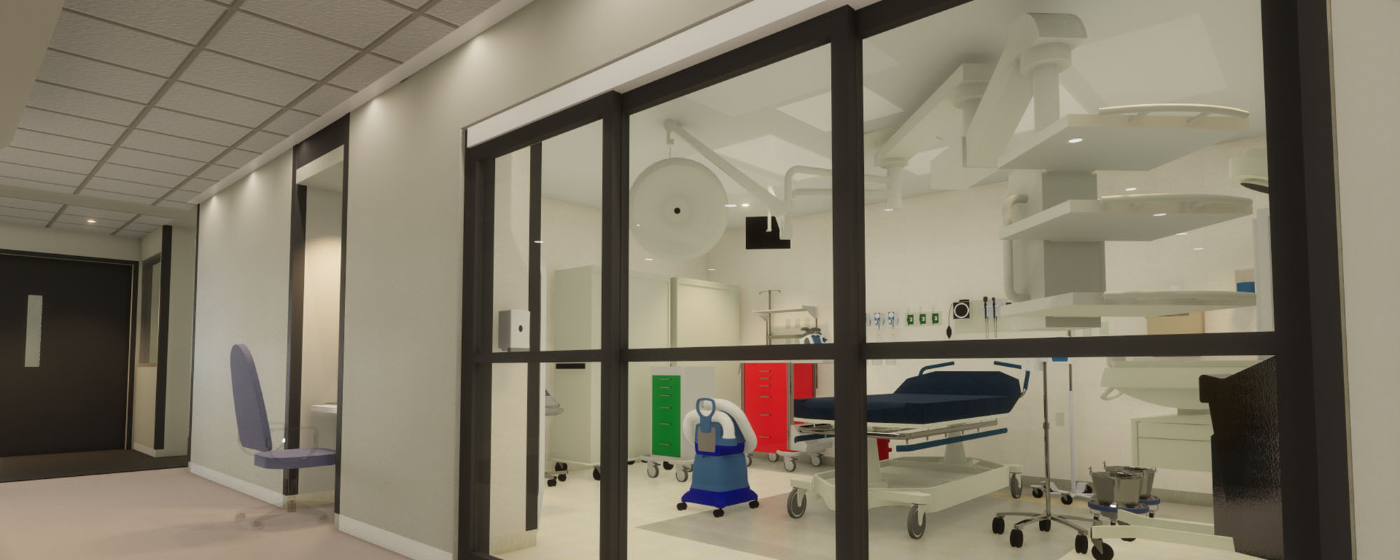 hospital patient room in modeled in virtual reality